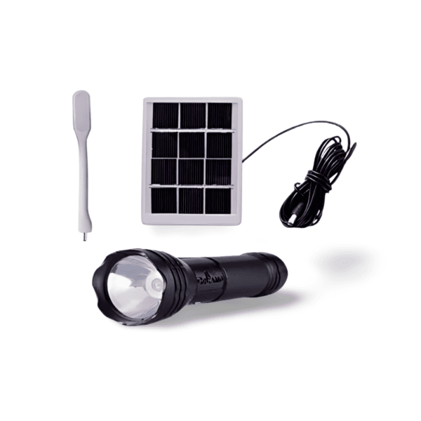 Linterna 037 Recargable Con Panel Solar y Mini Lampara